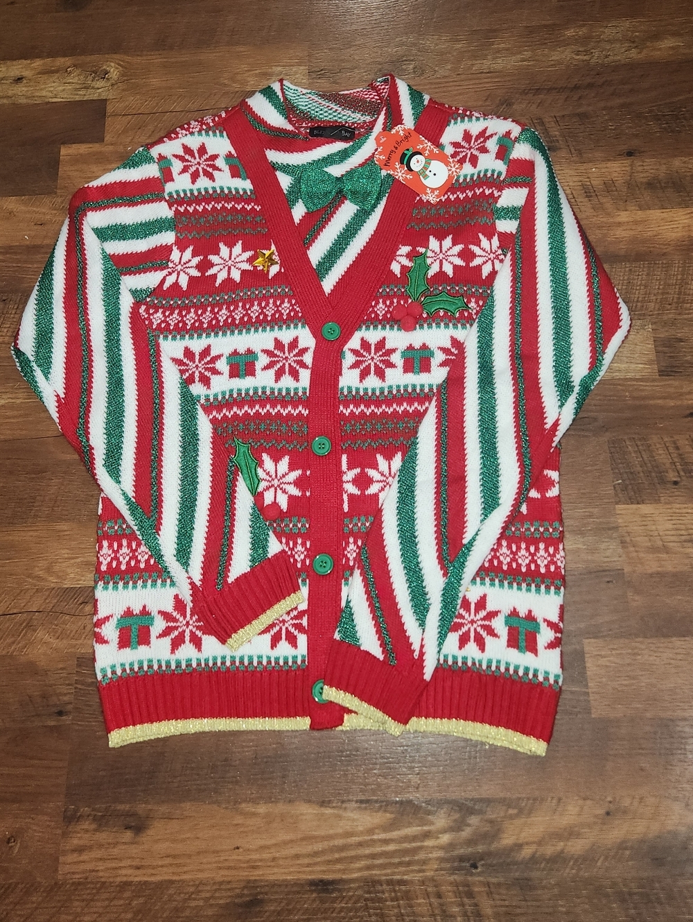Festive Red Green White Men’s Merry & Bright Blizzard Bay Ugly  Holiday  Sweater